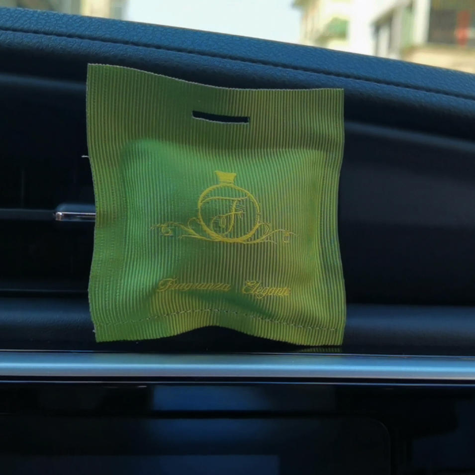 Fabric car scent diffuser air freshener custom logo car vent clip hanging scented sachet bag for car drawer closet